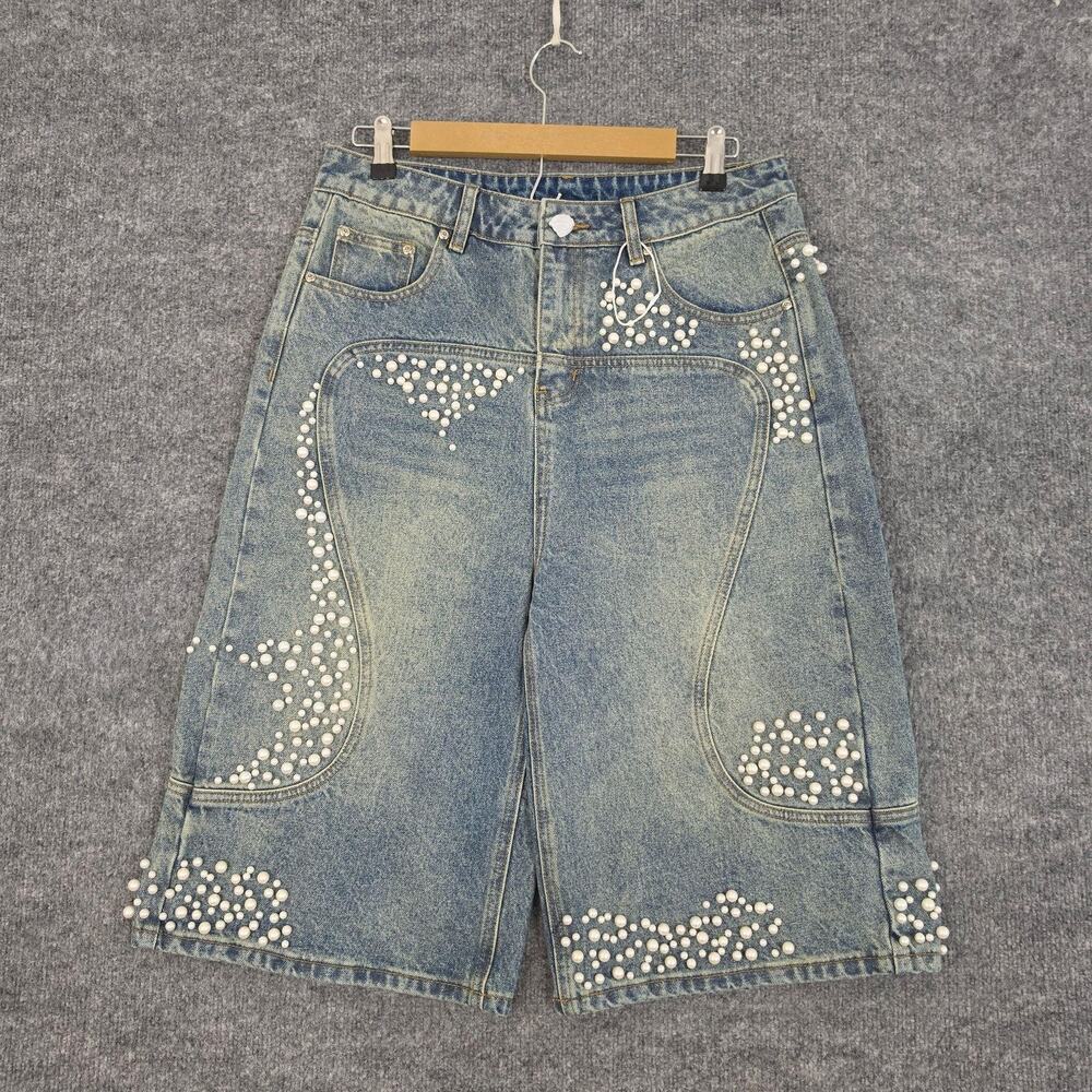 Killtec Shorts Men 32 Pearl Jean Denim Bermuda Beaded Blue Relaxed Streetwear